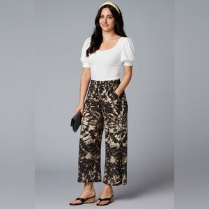 Simply Vera Vera Wang Tie Die High Rise Wide Leg Linen Blend Pants.